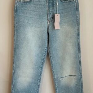 REVICE Blue Boyfriend Jeans with Distressed Knee